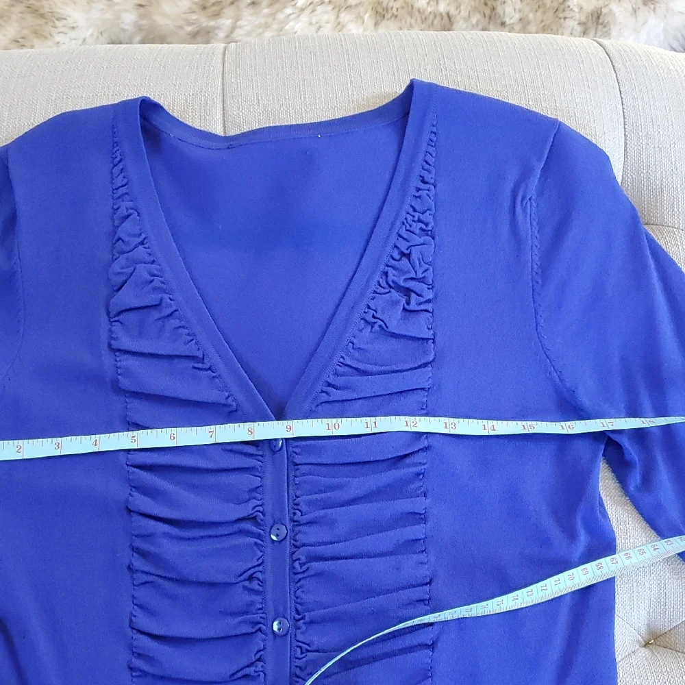 Vibrant Blue Ruched Cardigan - Picture 11 of 11